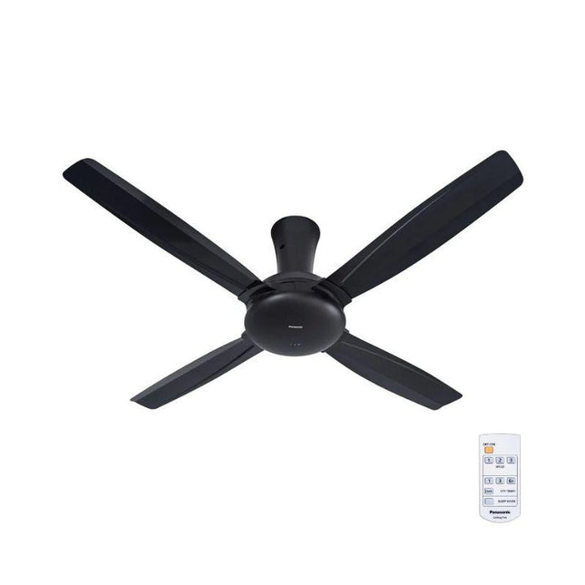 Panasonic F‑M14CZVBKH 56″ Bayu 4-Blade Ceiling Fan, Remote Control (Black)