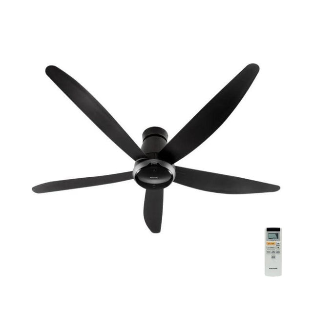 Panasonic F‑M15MEVBKQH 60″ Nanoe X Econavi 5-Blade Ceiling Fan, Short Pipe (Black)