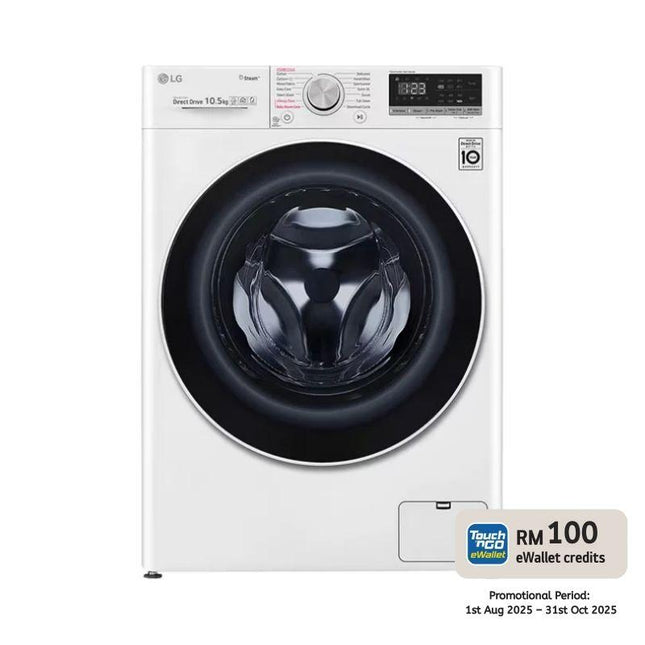 LG FV1450S4W 10.5KG Front Load Washer, with AI Direct Drive™ and Steam™