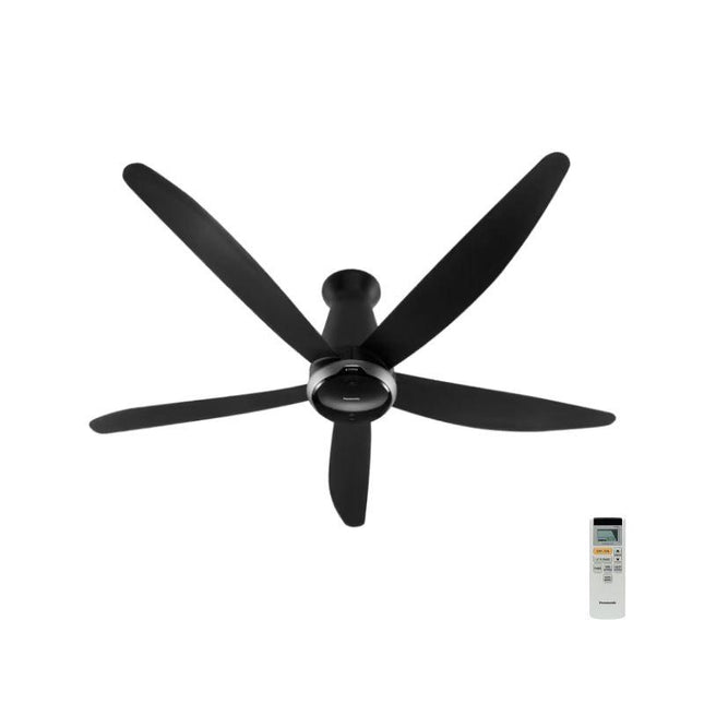 Panasonic F‑M15MEVBKRH 60″ Nanoe X Econavi 5-Blade Ceiling Fan, Long Pipe (Black)