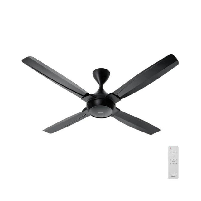 Panasonic F‑M14FEVBKH 56″ Aura 4-Blade Ceiling Fan, DC Motor (Black)