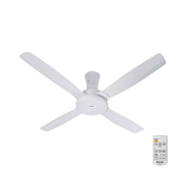 Panasonic F‑M14CZVBWH 56″ Bayu 4-Blade Ceiling Fan, Remote Control (White)
