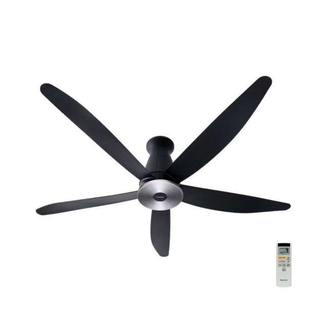 Panasonic F‑M15EXVBKRH 60″ Aura Series 5-Blade Ceiling Fan (Long Pipe) with DC Motor