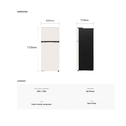 LG 360L 2 Doors Top Mount Smart Inverter Refrigerator GN-B332PBGB | Door Cooling+™ | Multi Air Flow | Smart Diagnosis™ | Refrigerator with 1 Year Warranty