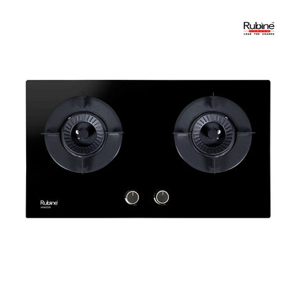 Rubine 2 Burner Built-In Glass Gas Cooker Hob RGH-VANZO2B-BL