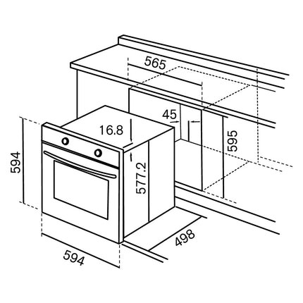 Rubine CAVO 60L Built in Oven with 7 Cooking Function & Rotisserie Turnspit RBOCAVO60BL / RBO-CAVO-60BL