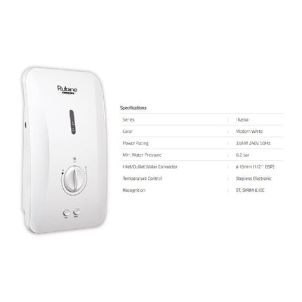 Rubine Shower White Flusso Non Pump - FS390NMAW