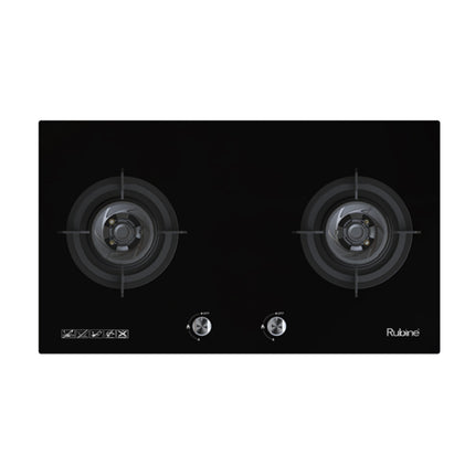 Rubine LOTO FLEXI Built-in Black Tempered Glass Gas Hob 2 Burner 5.0kW -  RGH-LOTOFLEXI2B-BLFX / RGH-LOTOFLEXI2B-BL