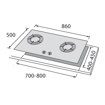Rubine LOTO FLEXI Built-in Black Tempered Glass Gas Hob 2 Burner 5.0kW -  RGH-LOTOFLEXI2B-BLFX / RGH-LOTOFLEXI2B-BL