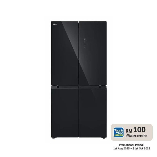LG GC-B48FMGAH 474L 4-Door Fridge French Door Refrigerator, Black Glass, Fresh Cooling GCB48FMGAH