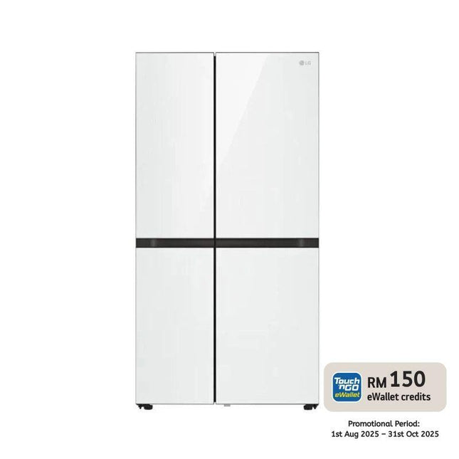 LG GC-M257CGFL 694L Side-By-Side Fridge, Door in Door in White Glass Finish Refrigerator Smart Inverter Hygiene Fresh GCM257CGFL