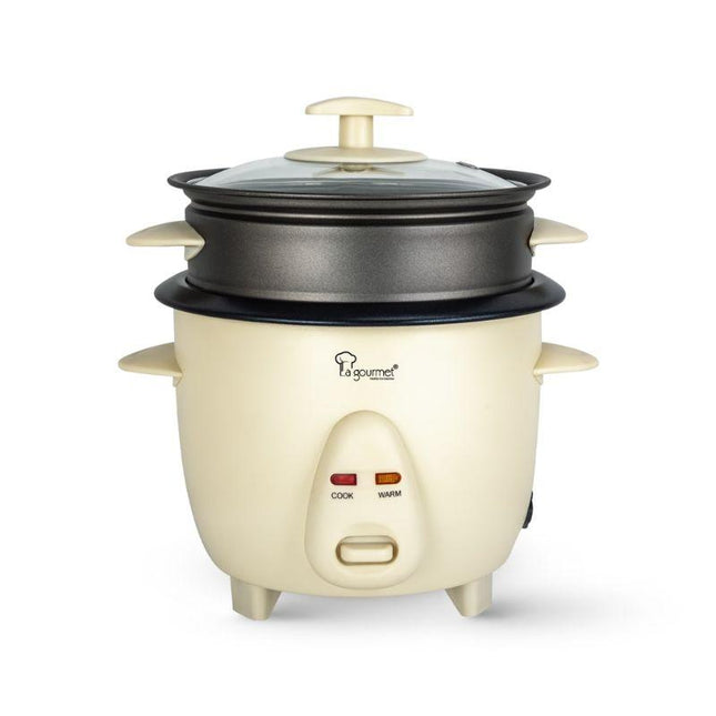 La Gourmet RC06 0.6 L Rice Cooker + Steamer – Vanilla Cream Non‑Stick