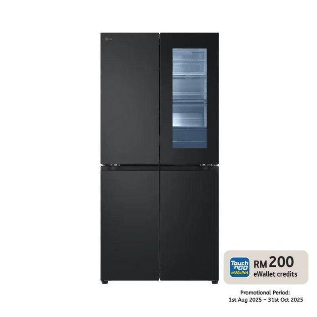 LG GC-V22FFQMB 431L 4-Door Fridge French Door Refrigerator with Instaview Black Steel GCV22FFQMB