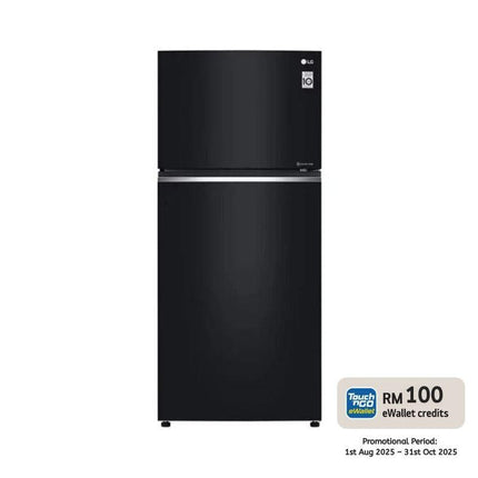 LG GN-C702SGGM 506L 2-Door Fridge, Top Freezer Refrigerator, Inverter Glass Black GNC702SGGM