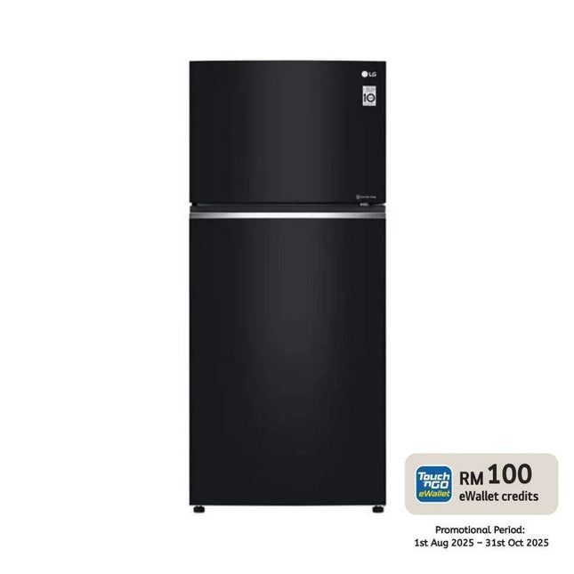 LG GN-C702SGGM 506L 2-Door Fridge, Top Freezer Refrigerator, Inverter Glass Black GNC702SGGM