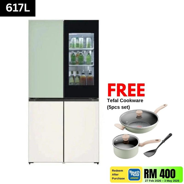 LG GR-A24FQSMB 617L 4-Door Fridge, Slim French Door, InstaView Door-in-Door Mint & Beige Finish GRA24FQSMB
