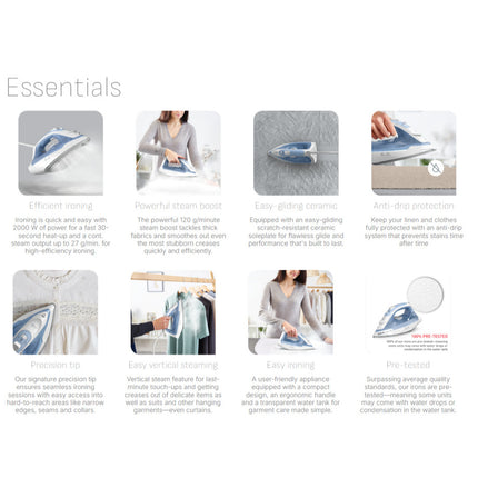 [ NEW MODEL ] Tefal 2000W Steam Iron Virtuo 30 (Calm Blue) Dry Iron / Seterika Stim Baju (FV2C41)