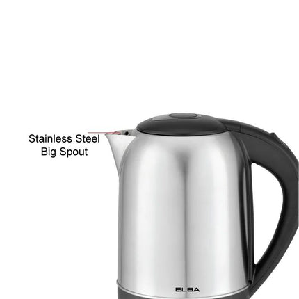 Elba EJKN1764SS Jug Kettle 1.7L Stainless Steel Safety Locking Lid Cerek Elektrik