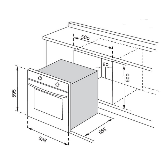 Rubine RBO-LAVA-70SS 70L Full Glass Door Built-In Oven with 8 Cooking Functions - LAVA [FREE Single Towel Shelf]