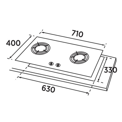 Rubine RGH-ENYA2B-SS Stainless Steel Surface Built-in Hob - 5.0KW