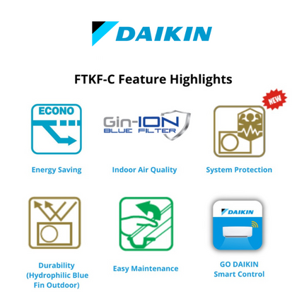 Daikin Standard Inverter Air Conditioner FTKF R32 4 Star Rating 1.5HP Aircond FTKF35C FTKF35CLF Penghawa Dingin Penyaman Udara