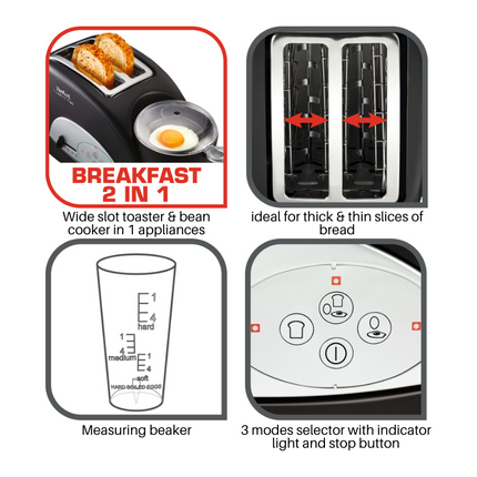 Tefal TT5528 Toast N' More Complete Breakfast Machine / TT5500 Toast N' Egg All in One Breakfast Maker Toaster