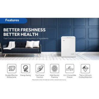 [5 Star] Haier 146L 6-in-1 Convertible Chest Freezer / 150h Cooling Retention / Anti-Bacterial - BD-188HMC
