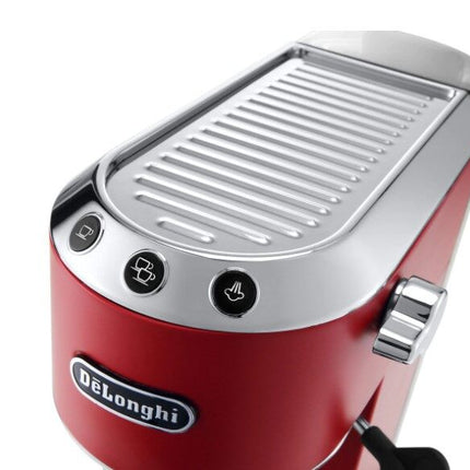DELONGHI Dedica Red - Pump Espresso Coffee Machines EC685.R / EC685R Thermoblock technology (FREE 5KCG111GOB KitchenAid Grinder or FREE Pair of double wall glass)