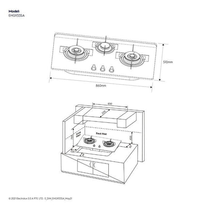Electrolux EHG933SA Gas Hob 3 Burners