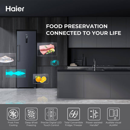 [4 Star] Haier 331L Upright Freezer / Frost Free / Total Convertible Fridge & Freezer - HUR-331NE