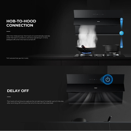 Haier HH-S903 90cm Kitchen Chimney Hood – 2000 m³/h Suction Power, 3-Speed Touch Control, LED Lights