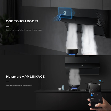 Haier HH-S903 90cm Kitchen Chimney Hood – 2000 m³/h Suction Power, 3-Speed Touch Control, LED Lights