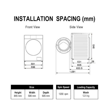PANASONIC NA-25CEW1 CARE+ Edition 12.5 kg Front Load Washing Machine E Series NA-25CEW1