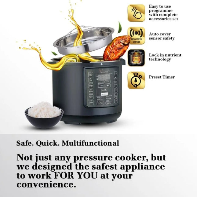 La gourmet XLTX60-D17FY Healthy Pressure Cooker 6L Ceramic Pot 1000W Auto Cover Sensor XLTX60D17FY Periuk Tekanan 高压锅