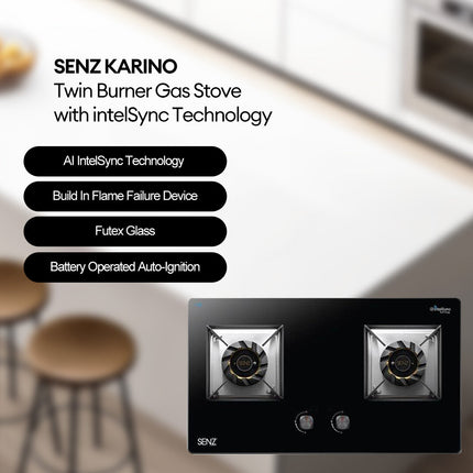 SENZ KARINO Twin Burner Gas Stove with intelSync Technology