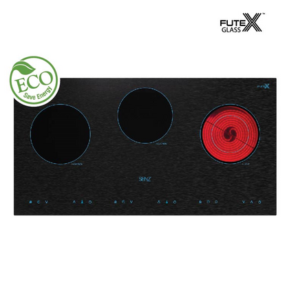 Senz Built-In Hob (86cm4000W) 3-Cooking Zones 12 Power Levels FuteX Matte Glass Ceramic Hob SZ-RI8800i