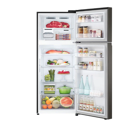 LG 423L 2 Door Top Freezer Fridge with Door Cooling GN-B392PXBK Inverter Refrigerator GNB392PXBK Peti Sejuk (Black Steel)