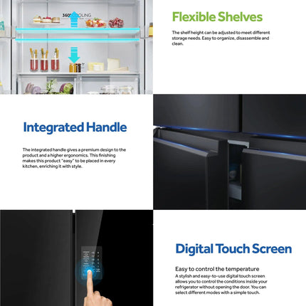 Haier 522L 4-Door Twin Inverter Refrigerator / Fridge / HCS Moist Zone / H-Deo Fresh - HRF-IG585EM(GB)