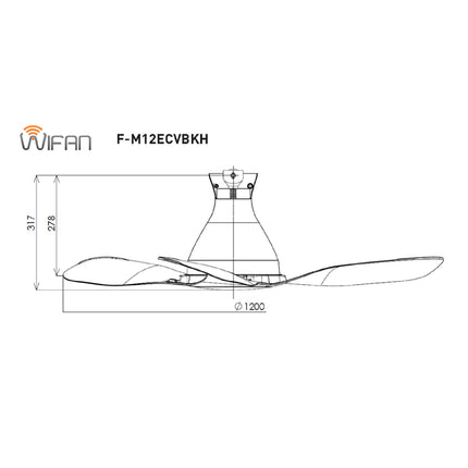Panasonic WIFAN Wifi 3-Blade Ceiling Fan (48") F-M12ECVBKH – Mobile App Control
