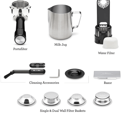BREVILLE BES876DBL Barista Express Impress Espresso Coffee Machine with Smart Tamping, Grinder & Milk Froth for Home Cafe (SIlver) | 咖啡机 | Mesin Kopi-Silver
