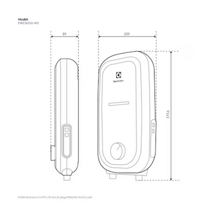 Electrolux EWE361QX-W3 3.6 kW UltimateHome 500 electric instant water heater Comfort Flow Shower Tank EWE361QXW3 Pemanas Air