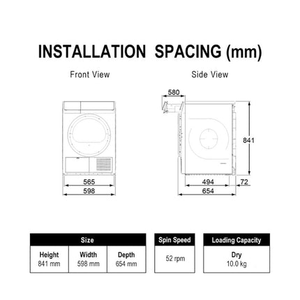 Panasonic NH-EH10JD1WM 10kg Gentle & Energy Efficient Drying Heat Pump Dryer Hygienic Drying NHEH10JD1WM Mesin Pengering Pakaian