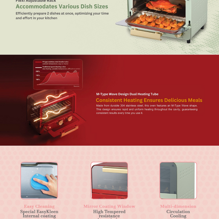 La Gourmet Healthy Electric Oven 12L EO12RDFP Premium Mirror Coating Double Knobs EO12RDVC EO12RDFP Ketuhar Elektrik