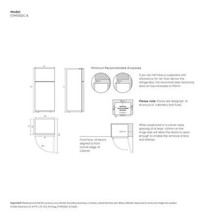 Electrolux 503L 700 Series AI AutoSense Top Freezer Inverter Fridge Refrigerator ETM5002C-B