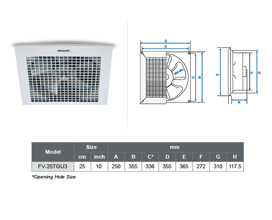 [𝐅𝐑𝐄𝐄 𝐃𝐄𝐋𝐈𝐕𝐄𝐑𝐘] PANASONIC FV-25TGU3 (10"/25cm) Ceiling Mount Ventilating Fan  Kipas Ekzos 抽风机