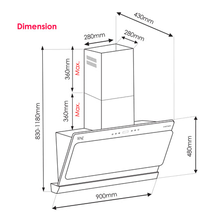 SENZ LINEA Heat Pro intelClean Cooker Hood- High Suction Power