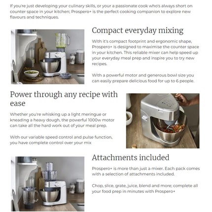 [FREE AT281] Kenwood KHC29.J0SI Prospero Plus Multipurpose Mixing Stand Mixer with 4.3L Stainless Steel Bowl