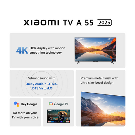 Xiaomi TV A 2025 Series L43MASSEA 43 Inch 4K HDR display Metal finish with ultra slim-bezel design L43MASSEA Televisyen Pintar