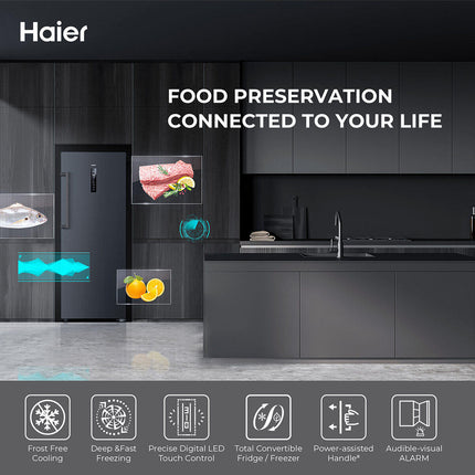 [4 Star] Haier 250L Upright Freezer / Frost Free / Total Convertible Fridge & Freezer - HUR-261NE