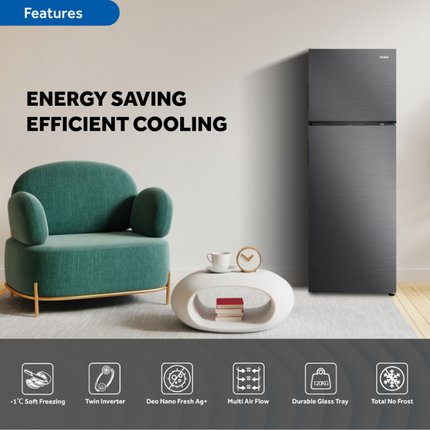 Haier HRF-358IHM 358L Twin Inverter Top Mount Refrigerator / Fridge with Deo NANO Fresh AG+ HRF358IHM Peti Sejuk
